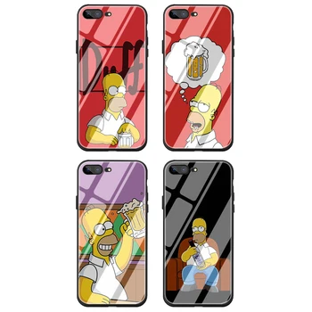 Naljakas Simpson Süüa Karastatud Klaasist Telefon Case for iPhone 5 5S SE 2020 6 6s 7 8 plus X-XR, XS 11 pro Max
