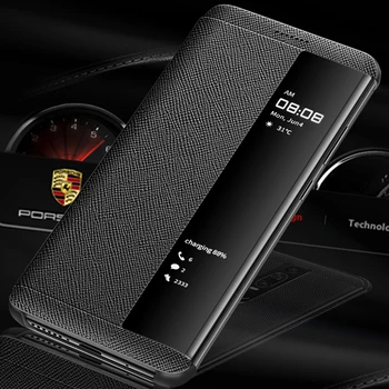 Näiteks Huawei Mate PP Juhul Luksus Ehtne Nahk Vaadata Aknas Smart Flip Case For Huawei Mate PP Porsche Design Kate Coque