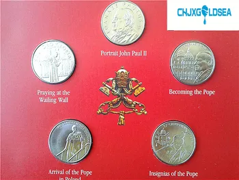 Paavst Johannes Paulus II 5pieces/ Set Malta rüütlid vabamüürlus Masonism mündi originaal mündid, kus Münt Paber foldNot laiali