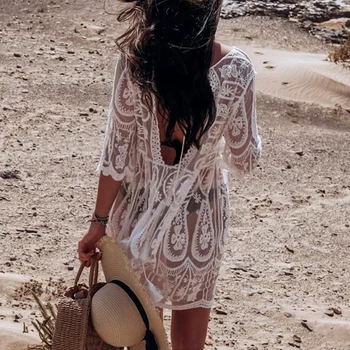 Peachtan Tahke valge beach kleit naiste 2020. aasta uus Vaadake läbi ujumistrikoo kate ups naissoost Hollow läbi rannas kanda Suplejaid trikoo