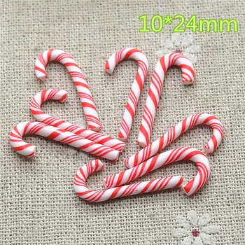 Polümeersavist punane Christmas candy cane kaunistamiseks 10*23mm 50tk/palju