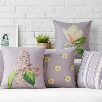 Põhjamaade Lavendel Lilled Home Decor Padi Ruuduline ja Stripers Lina Puuvill Dekoratiivne Padi padjast Tasuta Shipping