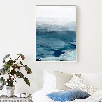 Põhjamaade plakat Abstraktse ookeani maastiku seina art õlimaal minimalistlik trükkimine elutuba kodu kaunistamiseks maali