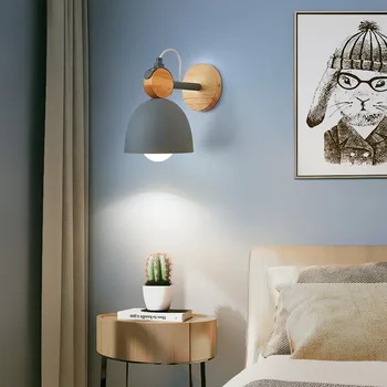 Põhjamaade Seina Lamp Raud täispuidust Kaasaegne Seina light ring LED seina lamp öö-tuba, magamistuba Valgusti Macarons Loominguline Decor