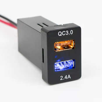 QC3.0 2.4 A Quik laadida Topelt-Port-Ühenduspesa Dual USB Power Adapter Pesa TOYOTA Corolla Auris Levin Camry Reiz RAV4