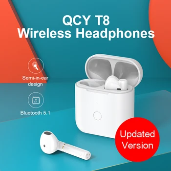 QCY T8 traadita kõrvaklapid , Bluetooth V5.1 semi-in-ear sport kõrvaklapid koos Tüüp-c liides