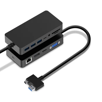 ROCKETEK SH701 USB3.0 Hub kaardilugeja 4K HDMI-ühilduv ühilduv DP, VGA, RJ45-3.5 Audio Port Tüüp-C SD/TF-Kaart Docking Station