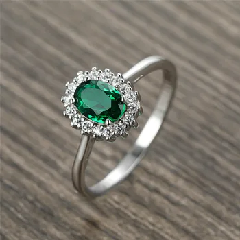 Roheline, Ovaalne Tsirkoon Lab Smaragd Rõngad Naiste Osalus Reaalne 925 Sterling Hõbe Kalliskivi Ring Naiste Pulm Ehted Kingitus