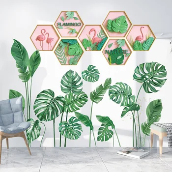 Rohelise Taime Lehed Seina Kleebised DIY Flamingo Seina Kleebised Kleebise eest elutuba Magamistuba Köök Kaunistamine