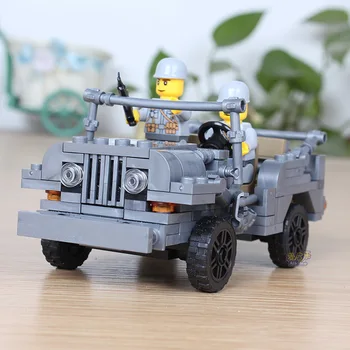 Sajandi Sõjaliste MB Jeep World War 2, USA Armee Sõiduki 199pcs KAZI Mini Building Block kokku pandud Tegevus Joonis Haridus Mänguasjad