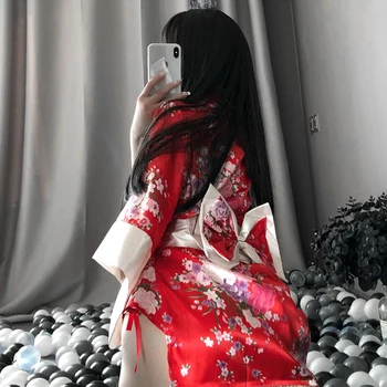 Seksikas Naistepesu Jaapani Kimono Cosplay Varustus Traditsioonilise Stiili Rüü Kiusatus Kostüümid Pidžaama Pehme Siid Turvavöö Komplekt Naistele