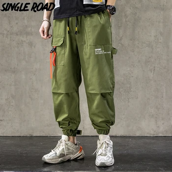 SingleRoad Mens Cargo Püksid Meeste Mood 2021 Roheline Hip-Hop Joggers Korea Jaapani Streetwear Püksid Mees Kottis Püksid Meestele