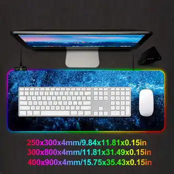 Sinine Ruum Tähed Suured Gaming Mouse Pad RGB LED Hõõguv Mängija Klaviatuuri Mousepad Hiired Matt PC Arvuti Sülearvuti