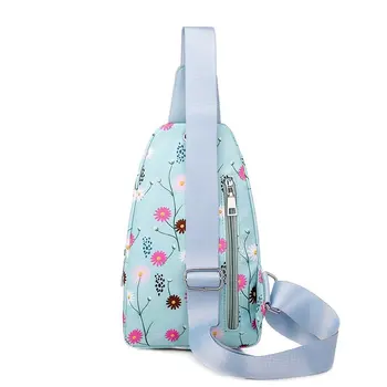 Sinise Õie Väljas Õla Rinna Pack Crossbody Kotid Naistele Tüdrukud Reisi Daypack, mille USB-Laadimine Sadamas Juhuslik Väike Kott