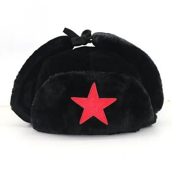 Sovjet Militaire Red star tikandid Pommitaja müts Faux Konijnenbont Oorklep Sneeuw Mütsid hoed paksem soe ski mütsid
