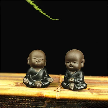 Strongwell Hiina Väike Munk Figuriin Zen Teekann Lilla Savi, Keraamika, Käsitöö, Buddha Kuju Dekoratiivsed Keraamilised Kaunistused