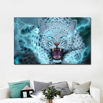 Suur kasside ja Koerte hammaste Lumi leopardid Müha õlimaal, Lõuend Kunsti Väljatrükke elutuba Kodu Kaunistamiseks