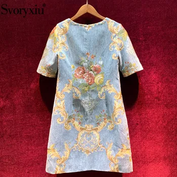 Svoryxiu 2020. aasta Sügis-Talvel Disainer, Vintage Kleit Naiste Mood Poole Varruka Flower Print Jacquard Lühikesed Kleidid Vestdios