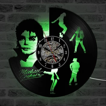 Tantsimine Michael Jacksoni Kuju LED Vinüül Rekord Kell Loominguline Rippuvad Kellad Antiik Home Decor Must Ring Hollow Wall Clock