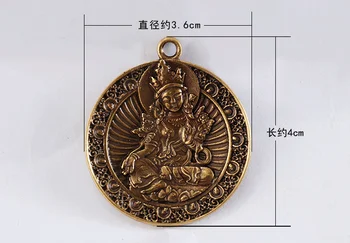 Tiibeti vask, Graveeritud Roheline Tara Bodhisattva Amulett Ripats