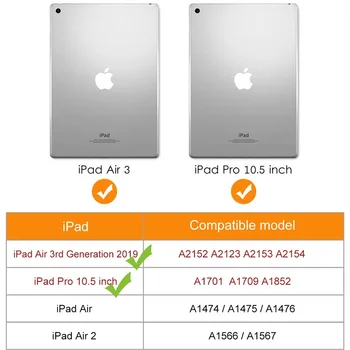 TPÜ Leather Case for iPad Õhk 3 2019 3th Generation 10.5 tolli cover for ipad pro 10.5 2017/15 koos Pliiatsi Hoidja puhul+kile+pliiats