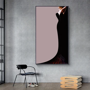 Tänapäeva Naised Seina Art Abstraktse Elegantne Kleit Lady Lõuendile Maali Klassikalise Plakati Print Ilu Seina Pilte Fashion Home Decor