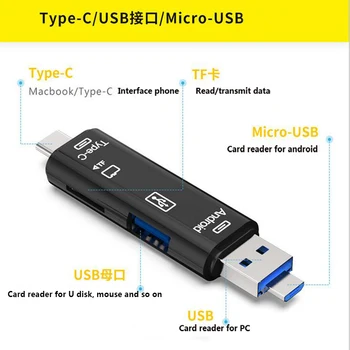 Tüüp-c 3.1 HUB Viis-ühes-Type-c-USB-Mees /Naine OTG Micro TF Multifunktsionaalne Kaardi Lugeja Mobiiltelefoni, Sülearvuti,