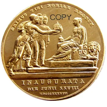 UK 1838 Victoria Coronation Medallion Gold Pinnatud Koopia Mündid