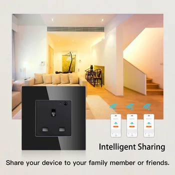 UK WiFi Smart vooluvõrku 13A Outlet Glass Panel,Smart Life/Tuya APP pult,Töötab Amazoni Echo Alexa Google Kodu