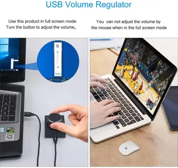 USB-Helitugevuse Nupp Heli Reguleerija koos 4.9 jalga, USB-Kaabel PC Kõlarid Lüliti Kontrolli Moodul PC Speaker Arvuti Heli Kontroll