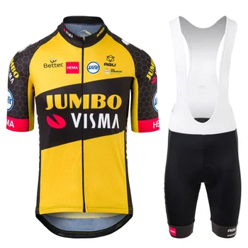 UUS 2021 Jumbo Visma Pro Cycling Team Jersey Lühikesed Varrukad Bike Set Riided Hingav Maantee Jalgratas Särk Sobiks Maillot