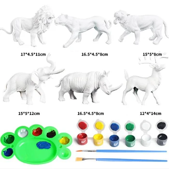 Uus DIY värvi dinosaurused arvandmed 6pc dino džungel loomad maali käsitöö komplektid lastele mõeldud mänguasjad kunst, käsitöö, DIY mänguasjad