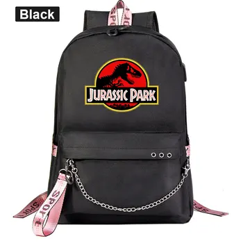 Uus Jurassic Park Prindib Poisid Tüdrukud Lapsed Kooli kotti Naiste USB Kett Seljakott Lõuend Mehed Bagpack Packsack Bookbag