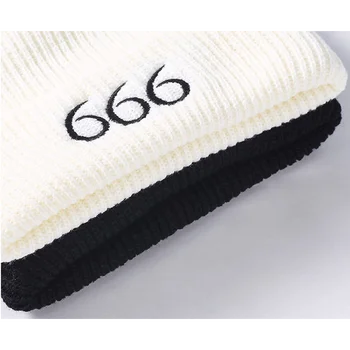 Uus Kvaliteetne Tikand Number 666 Puuvillane Vabaaja Beanies Meeste Naiste Mood Silmkoelised Talvine Müts Hip-hop Skullies Müts 2020