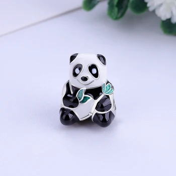 Uus Originaal 925 Sterling Hõbe Rant Võlusid Panda Karu Silver Võlu Emailiga Helmed Sobivad Käevõrud DIY Naiste Ehted
