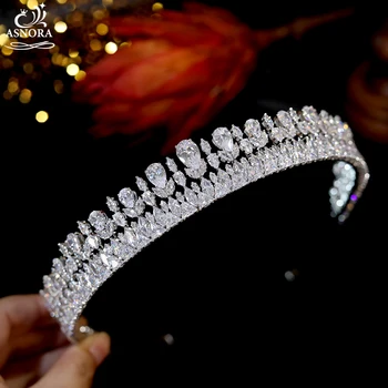 Uus Pulmakleidid Juuksed Ehted Tsirkoon Crystal Tiara Kuninganna Võistlused Crown Naiste Diadem Peapaela Pool Kleit BridesA01213