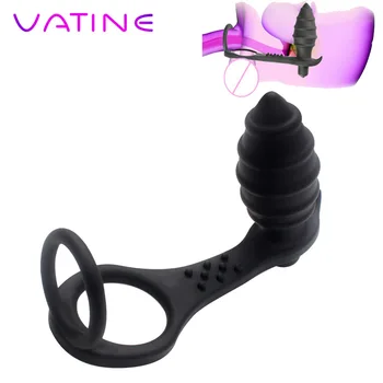VATINE Anal Dildo Vibraator Butt Plug Dual Kukk Ring G-spot Silikoon Täiskasvanud Toodete Prostata Massager Vibraator Sex Mänguasjad Meestele