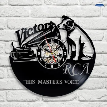 Victor RCA Vinüül Plaadi kella Kella Koer Käsitöö Wall Decor Vintage Loominguline Rippuvad Kunsti Kellad