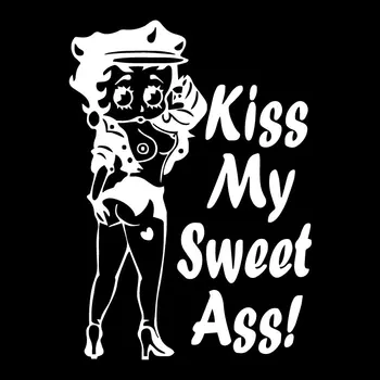 Volkrays Naljakas Auto Kleebis Seksikas Betty Boop Kiss My Sweet Ass Tarvikud Peegeldav Veekindel Päikesekaitse Vinüül Decal,16cm*11cm