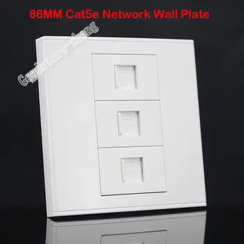 Vooluvõrku 3 Sadamate Pesa Võrgu Ethernet LAN CAT5 CAT 5e Outlet Paneel Plaanseib Home Plug Adapter Standard 86mm Hulgimüük