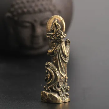 Väike Haruldus Hiina Pronks Budismi Kwan-Guan yin Yin Lootose Lille Ripats