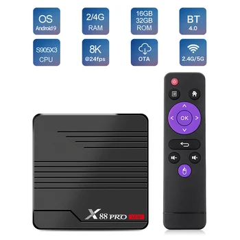 X88 PRO Mini TV Box Android 9.0 Amlogic S905X3 4K 60fps Google 'i Youtube' i Mängija Media Player 2GB 16GB 4GB 32GB X88PRO Set Top Box