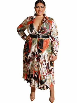XL-5XL Pluss Suurus Aafrika Riided, Naiste Sügis-Talv Maxi Kleit, Vintage Vöö Prindi Pikad Varrukad Boubou Africain Femme Vestidos