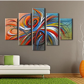 Õli Maalid Komplekt 5 Kaasaegne Abstraktne, Värvikas Ringid Käsitsi maalitud Lõuend Seina Art Raamitud Valmis Riputada