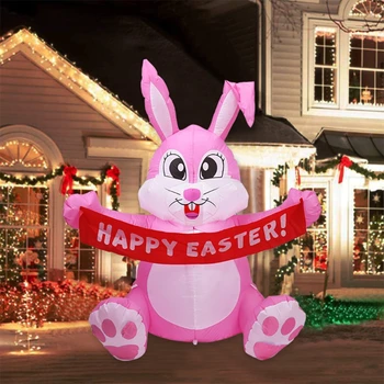 1,5 m Täispuhutav Happy Easter Bunny Doll Mänguasi LED Night Light Joonis Hoovis Väljas Aed Pool Ornament, Dekoratsioonid, USA/UK/EU/AU Pl