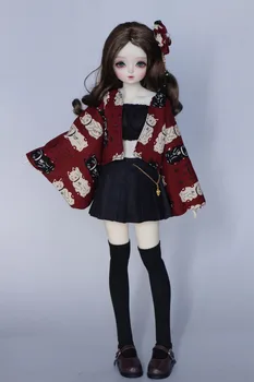 1 Komplekt=5tk Armas Jaapani Kimono jakk mantel + olkaimeton + must seelik + nöör + Parempidises 1/4 1/6 bjd riided Nukud