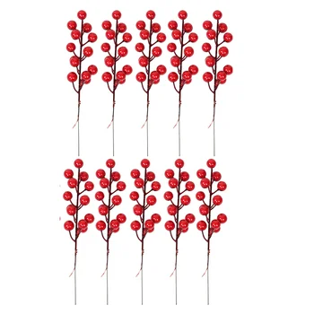 10tk Pool Simuleeritud Mari Branch Kaunistused DIY Punase Marja Kimp Foto Rekvisiidid