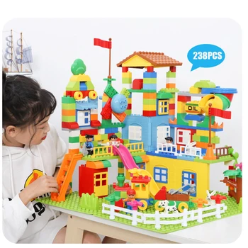 113-238pcs Marmor Käivitada ehitusplokid Set ABS lõbustuspark Maze Haridus Mänguasjad Lastele Ühilduv Linna Tellised