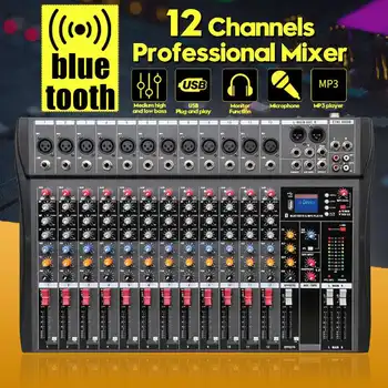 12 Kanaliga bluetooth, Sound Mixing Console Reverb Mõju Digitaalse Audio Mixer Võimendi MP3 USB Phantom Power Muusika Salvestamine