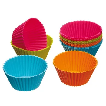 [12 Tk/Palju] Värvikas Kook Cup Ümmarguse Muffin Tassi Cupcake Voodrid, DIY Silikoon Kook Hallitusseened Kaunistus Küpsetamine Vahendid J10
